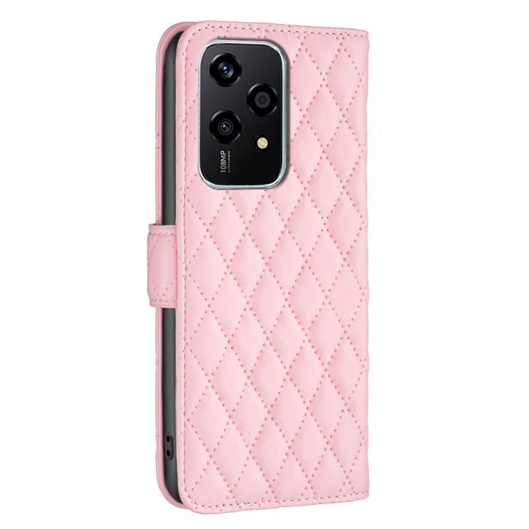 For Honor 200 Lite EU Version Diamond Lattice Wallet Flip Leather Phone Case(Pink)