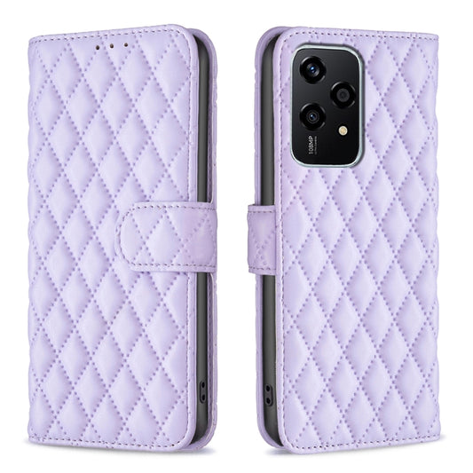 For Honor 200 Lite EU Version Diamond Lattice Wallet Flip Leather Phone Case(Purple)