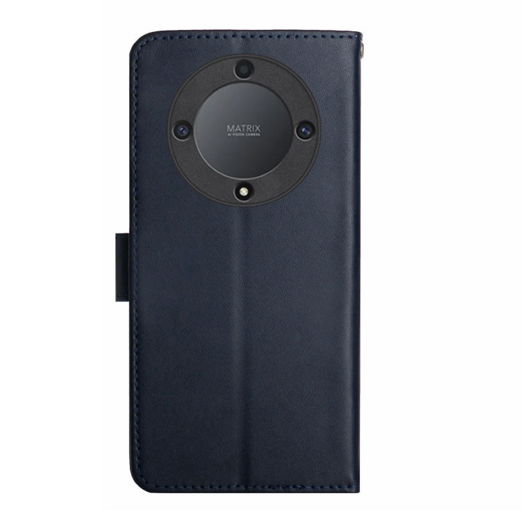 For Honor X9b HT02 Genuine Leather Fingerprint-proof Flip Phone Case(Blue)