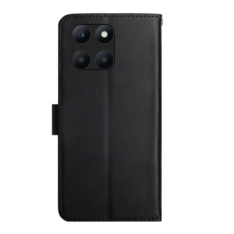 For Honor X8b HT02 Genuine Leather Fingerprint-proof Flip Phone Case(Black)