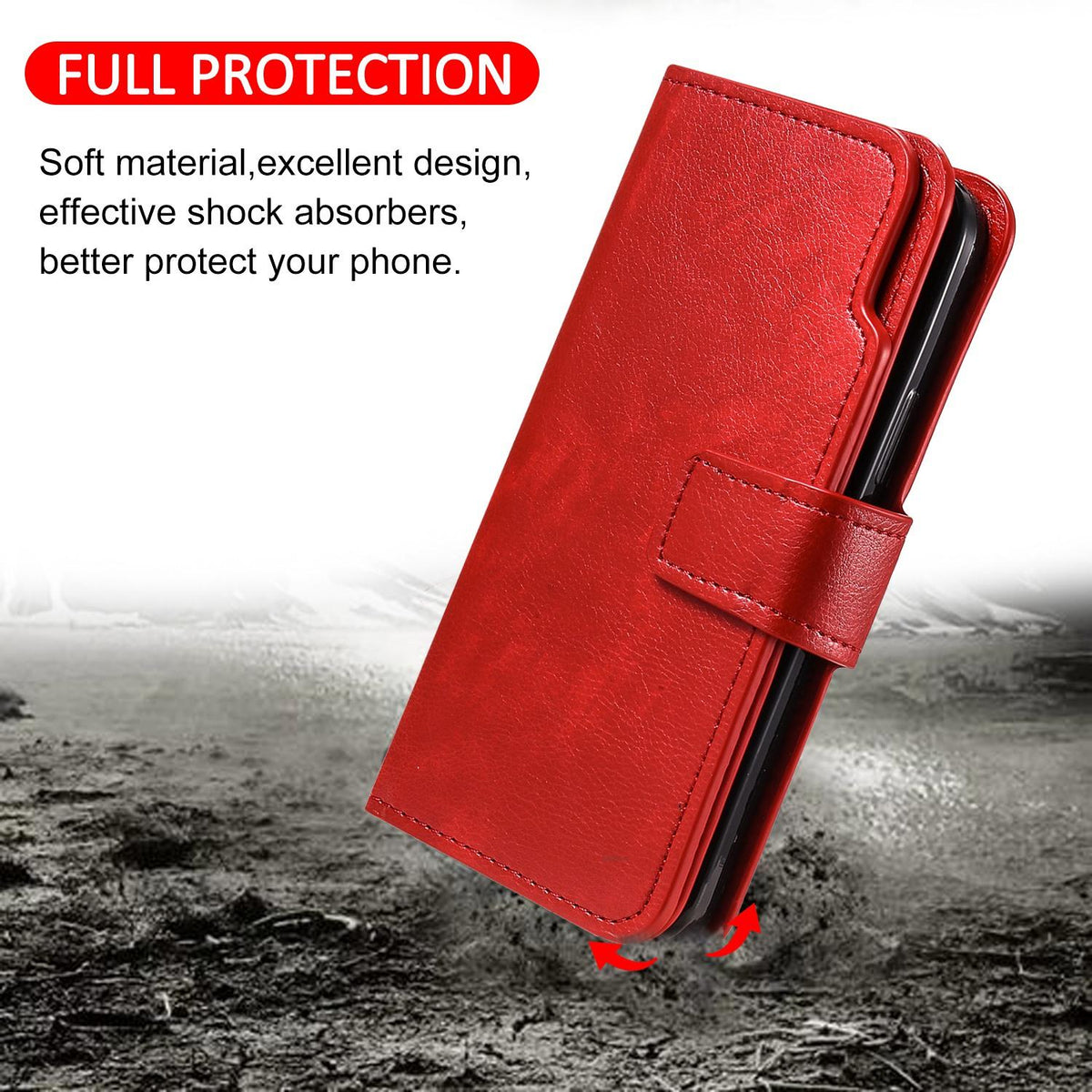 Compatible with iPhone 18 Pro Max Tri-Fold 9-Card Wallets Leather Phone Case - Red