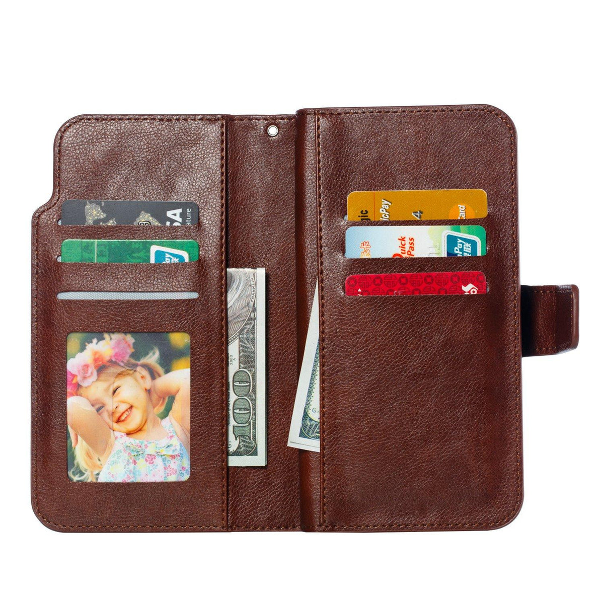 Compatible with iPhone 18 Pro Max Tri-Fold 9-Card Wallets Leather Phone Case - Brown