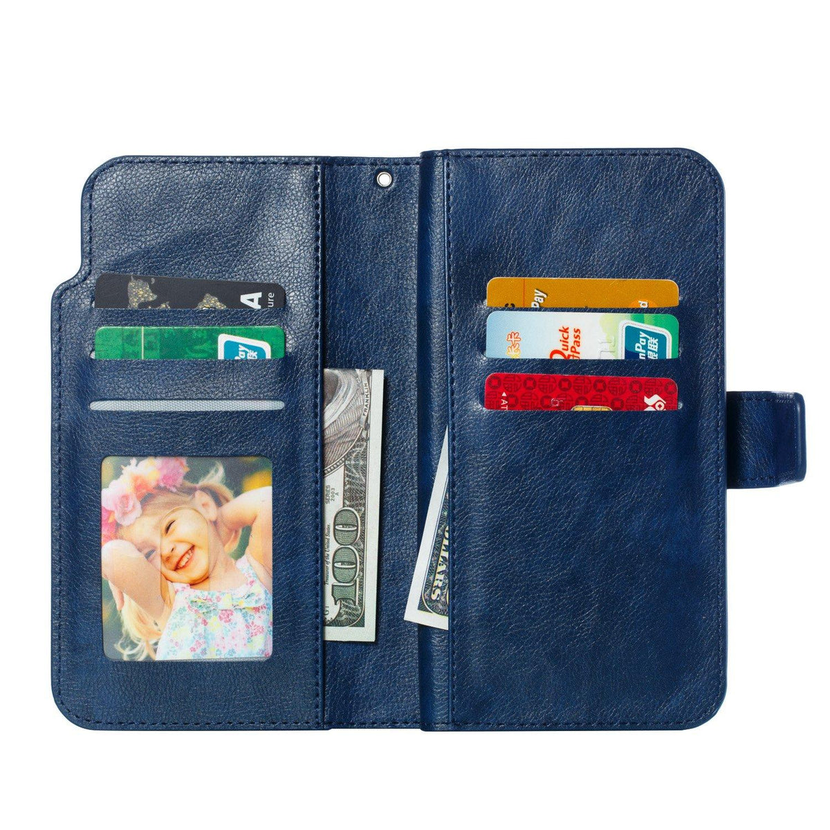 Compatible with iPhone 18 Pro Max Tri-Fold 9-Card Wallets Leather Phone Case - Blue