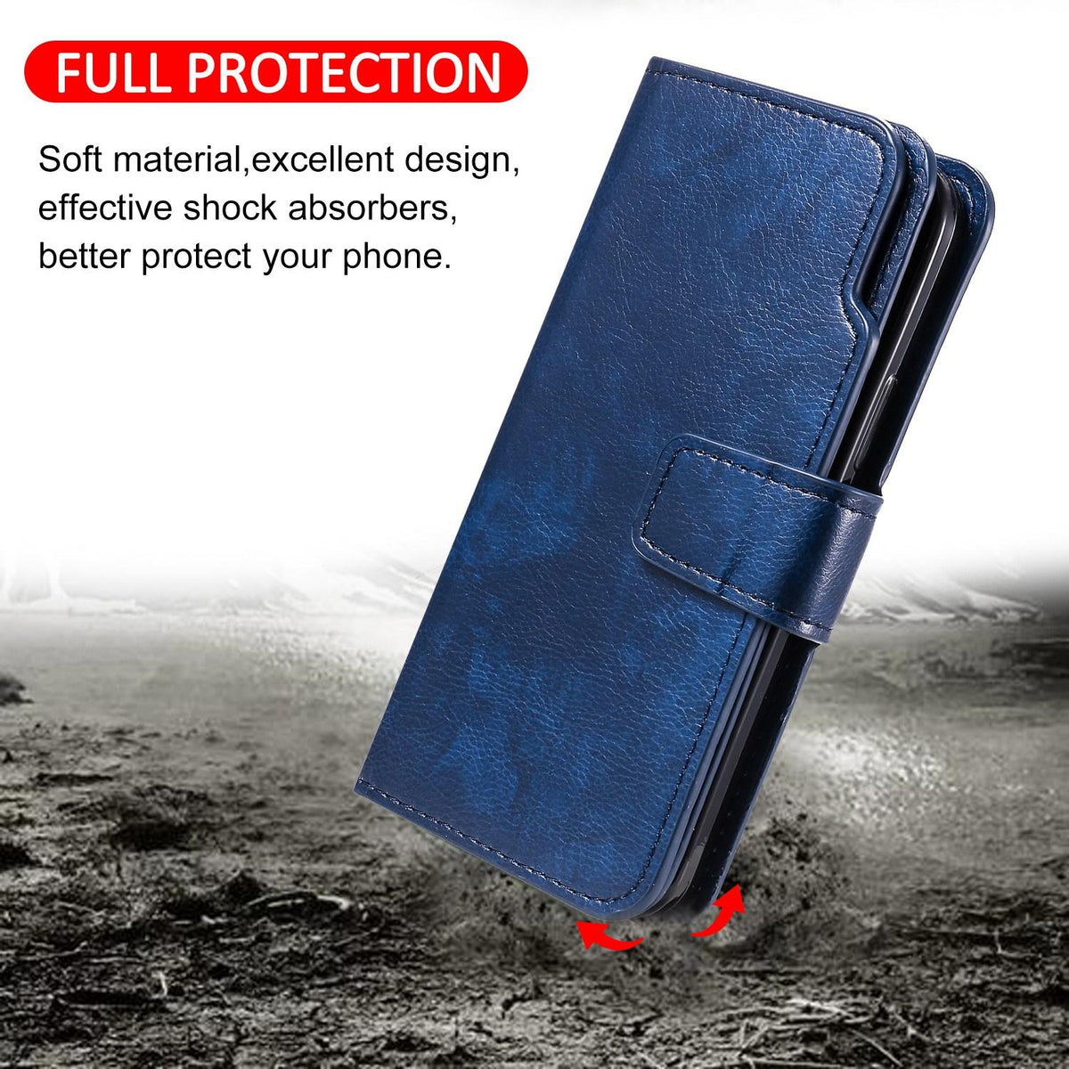 Compatible with iPhone 18 Pro Max Tri-Fold 9-Card Wallets Leather Phone Case - Blue
