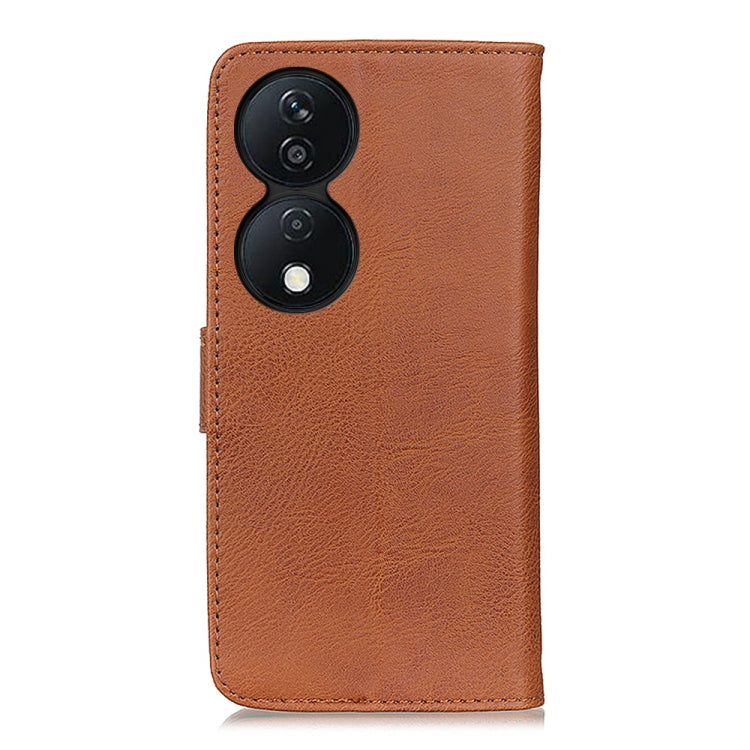 For Honor X7b KHAZNEH Cowhide Texture Horizontal Flip Leather Phone Case(Brown)