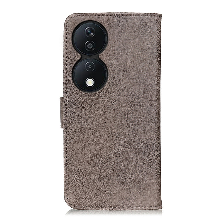 For Honor X7b KHAZNEH Cowhide Texture Horizontal Flip Leather Phone Case(Khaki)