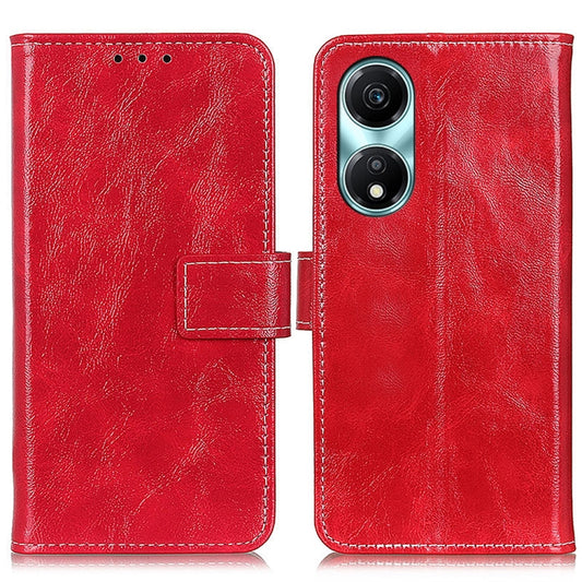 For Honor X5 Plus Retro Crazy Horse Texture Flip Leather Phone Case(Red)