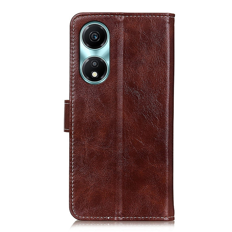 For Honor X5 Plus Retro Crazy Horse Texture Flip Leather Phone Case(Brown)