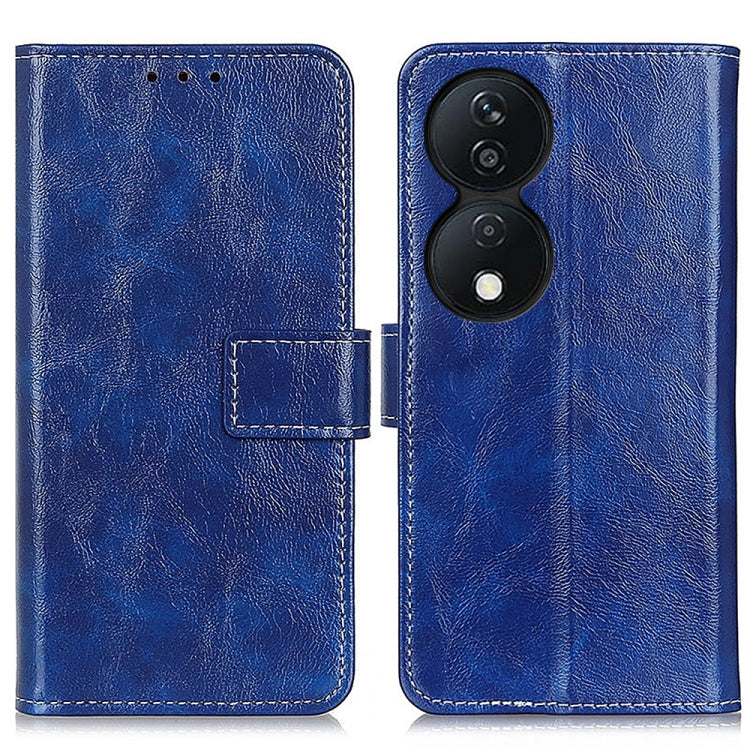 For Honor X7b Retro Crazy Horse Texture Flip Leather Phone Case(Blue)