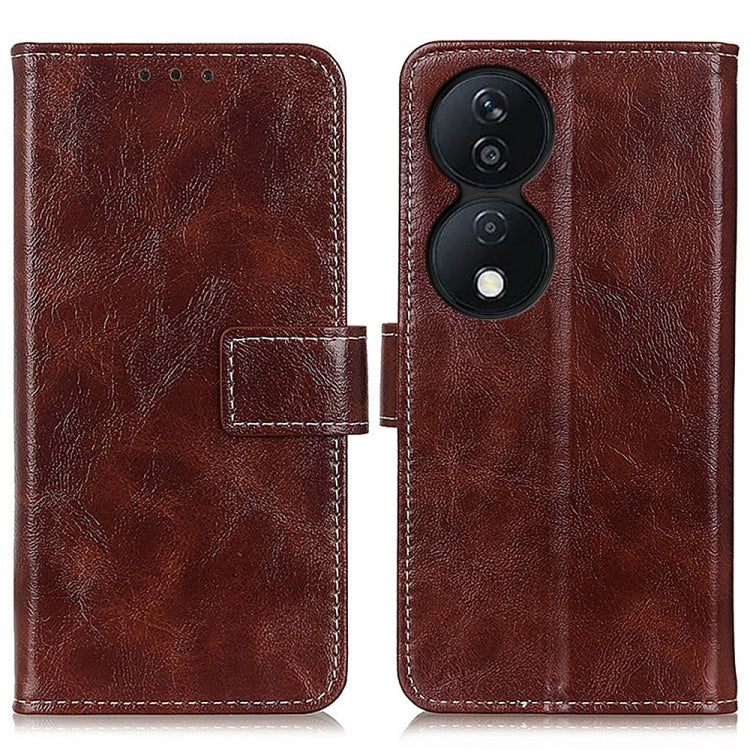 For Honor X7b Retro Crazy Horse Texture Flip Leather Phone Case(Brown)