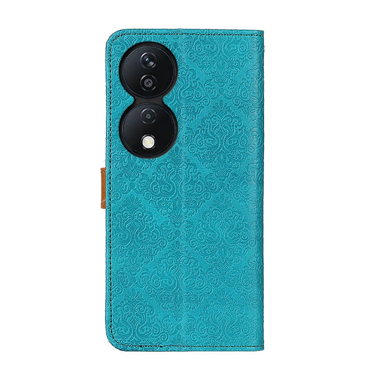 For Honor X7b European Floral Embossed Leather Phone Case(Blue)