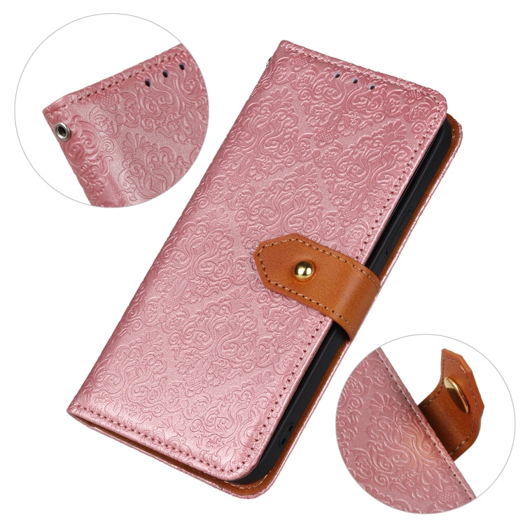 For Honor X7b European Floral Embossed Leather Phone Case(Pink)