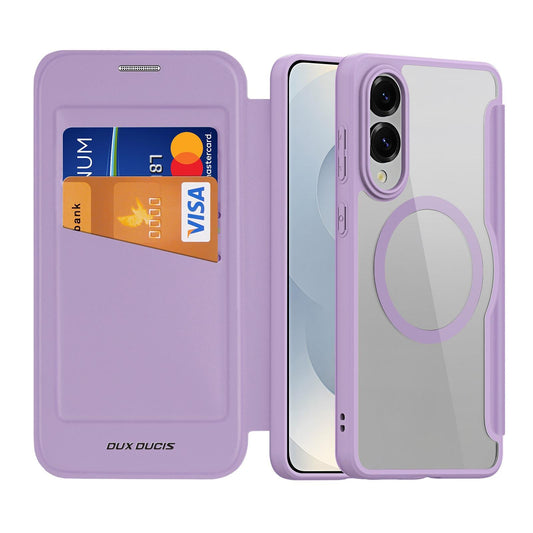 For Samsung Galaxy S25 Edge 5G DUX DUCIS Skin X Pro Series Magsafe PC + TPU Phone Leather Case(Purple)
