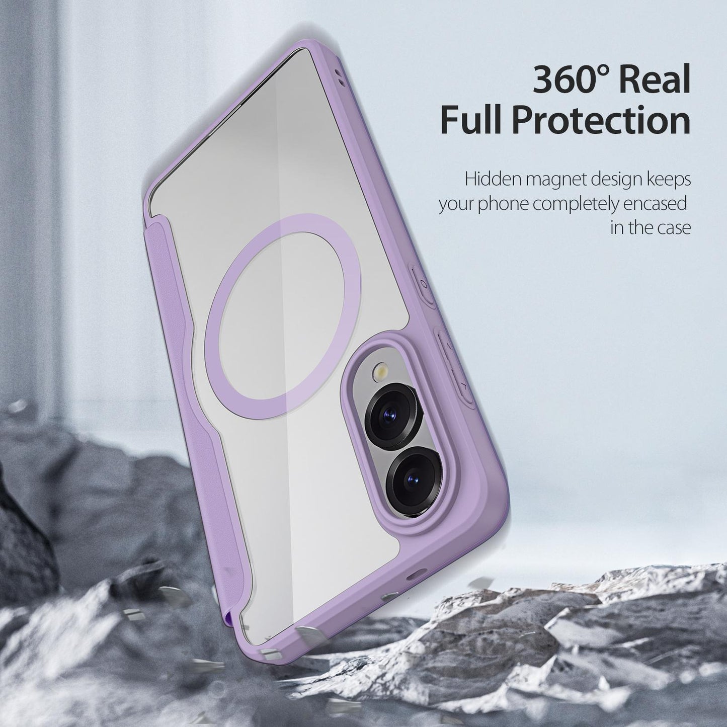 For Samsung Galaxy S25 Edge 5G DUX DUCIS Skin X Pro Series Magsafe PC + TPU Phone Leather Case(Purple)