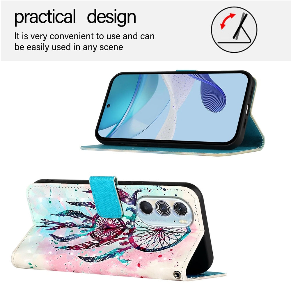 For Motorola Edge X30 / Edge 30 Pro 3D Painting Horizontal Flip Leather Phone Case(Color Drop Wind Chimes)
