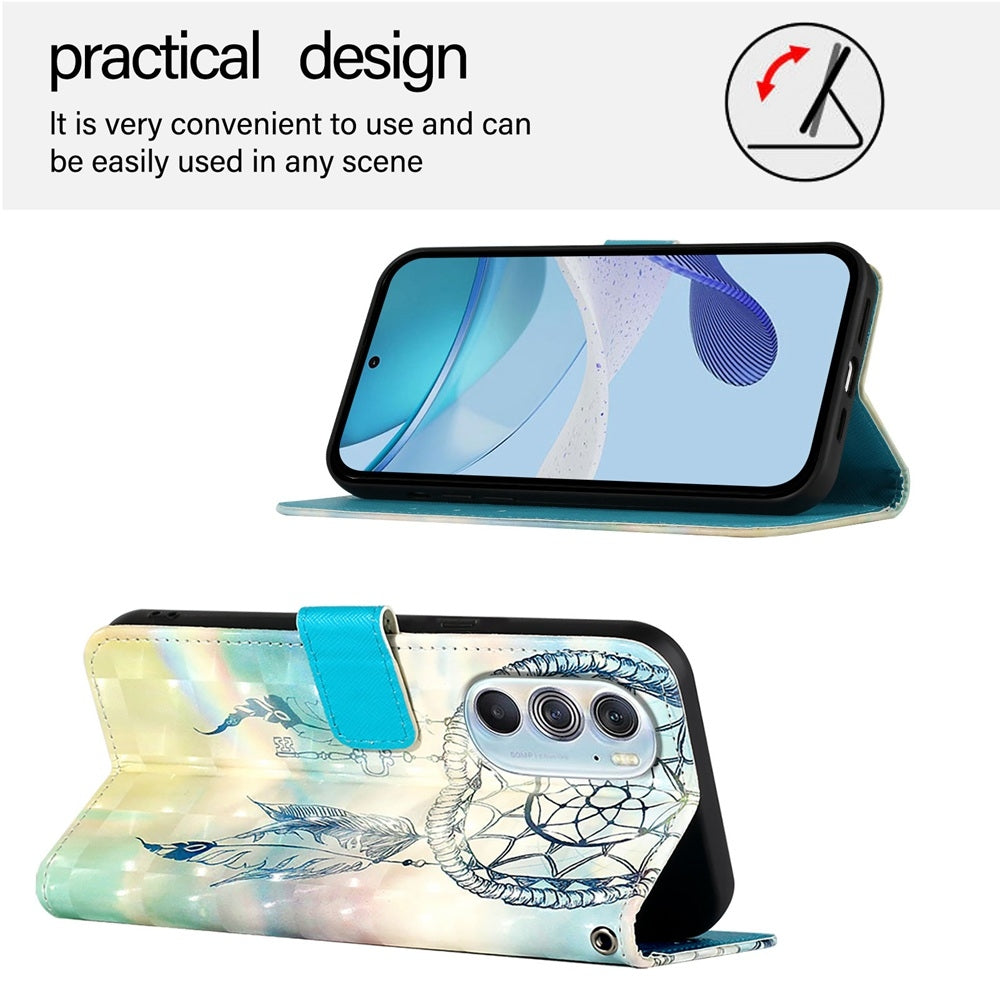 For Motorola Edge X30 / Edge 30 Pro 3D Painting Horizontal Flip Leather Phone Case(Dream Wind Chimes)