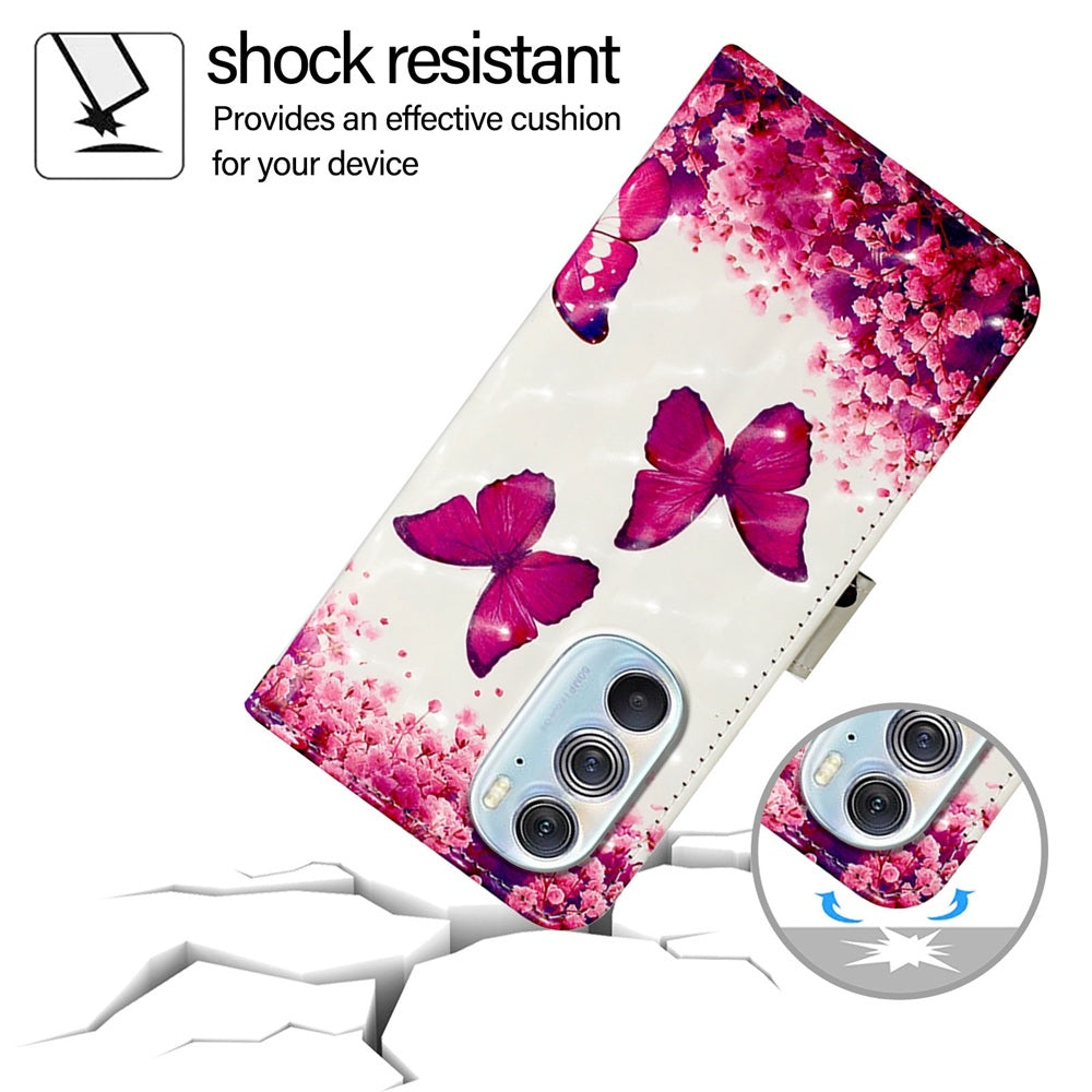 For Motorola Edge X30 / Edge 30 Pro 3D Painting Horizontal Flip Leather Phone Case(Rose Butterfly)