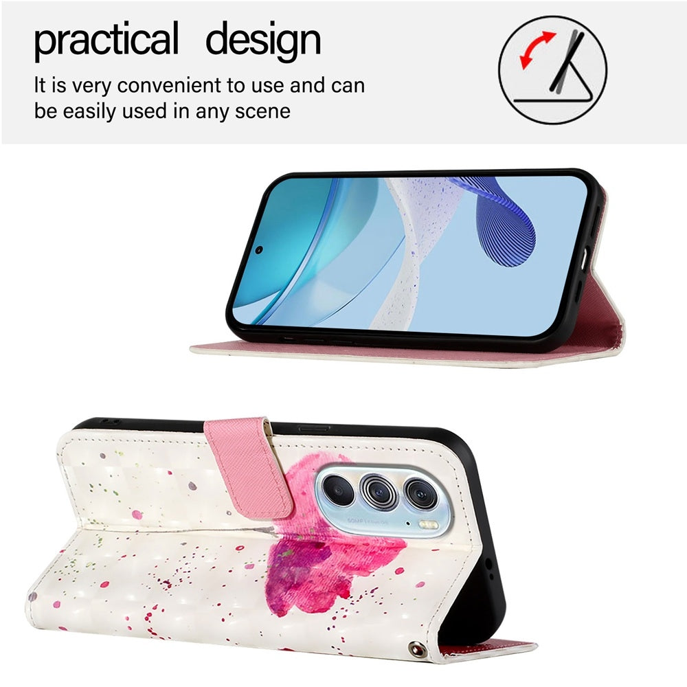 For Motorola Edge X30 / Edge 30 Pro 3D Painting Horizontal Flip Leather Phone Case(Flower)