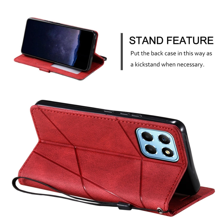 For Honor X8 5G Skin Feel Splicing Leather Phone Case(Red)