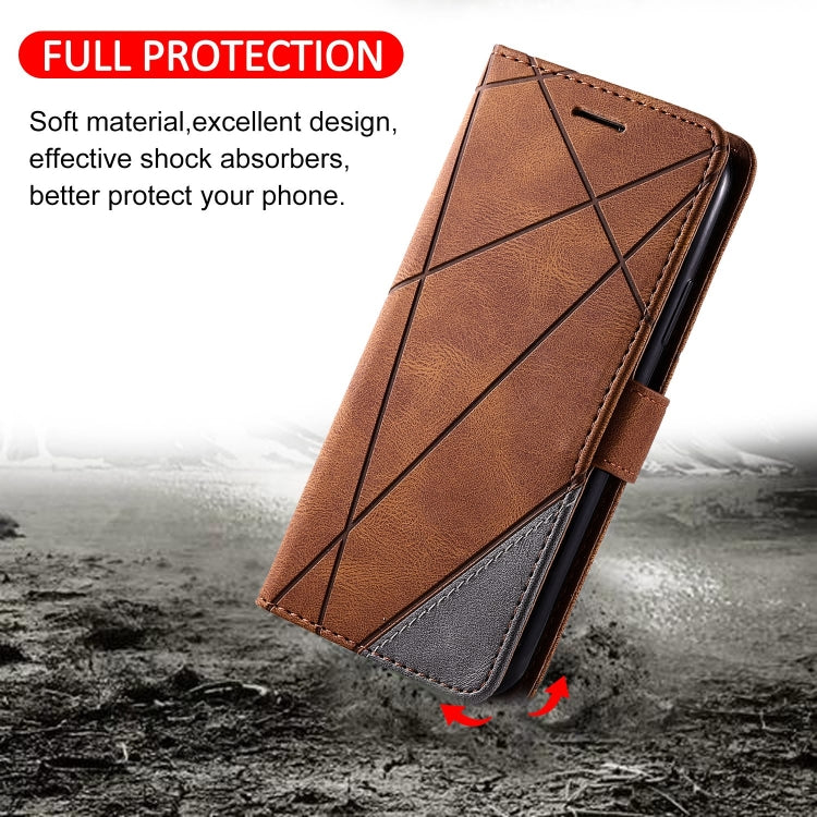 For Honor X50 Skin Feel Splicing Leather Phone Case(Brown)