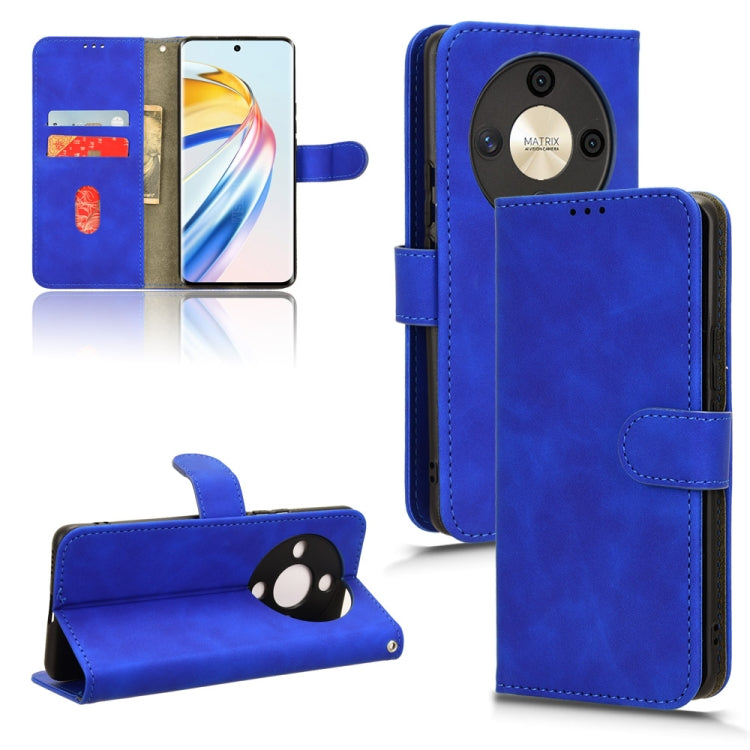 For Honor X9b Skin Feel Magnetic Flip Leather Phone Case(Blue)