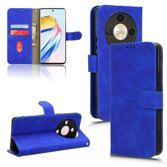 For Honor X9b Skin Feel Magnetic Flip Leather Phone Case(Blue)