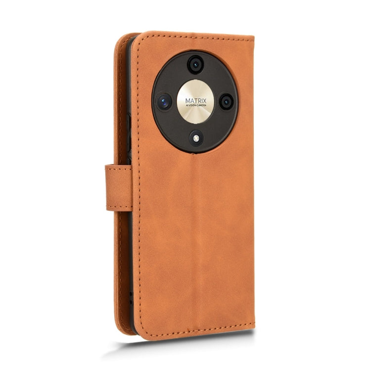 For Honor X9b Skin Feel Magnetic Flip Leather Phone Case(Brown)