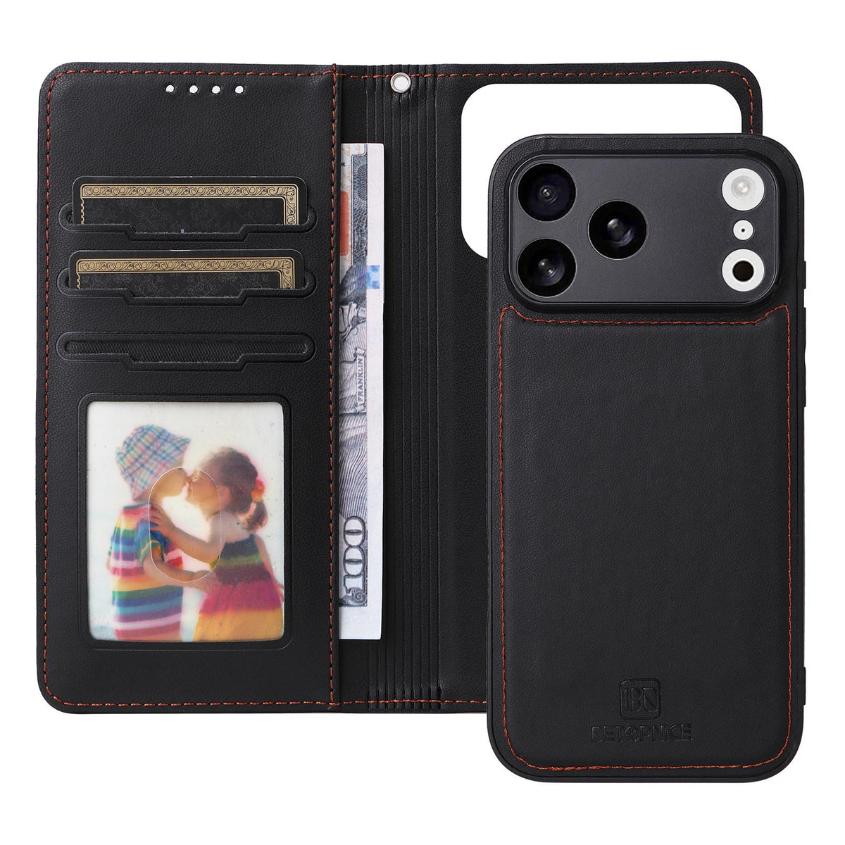Compatible with iPhone 18 Pro Max & 17 Pro Max BETOPNICE BN-005 2 in 1 Detachable Imitate  Leather Phone Case - Black