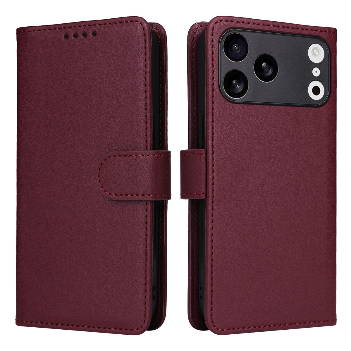 Compatible with iPhone 18 Pro Max & 17 Pro Max BETOPNICE BN-005 2 in 1 Detachable Imitate  Leather Phone Case - Wine Red
