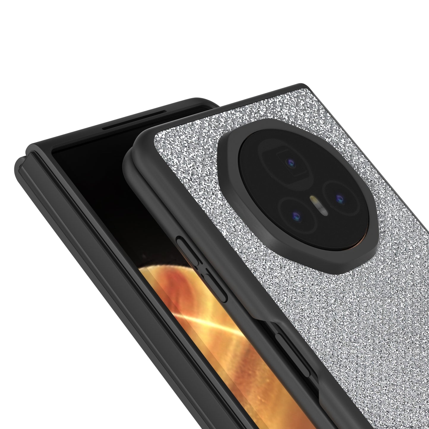 For Honor Magic V3 ABEEL Diamond Series Black Edge PU Phone Case(Silver)