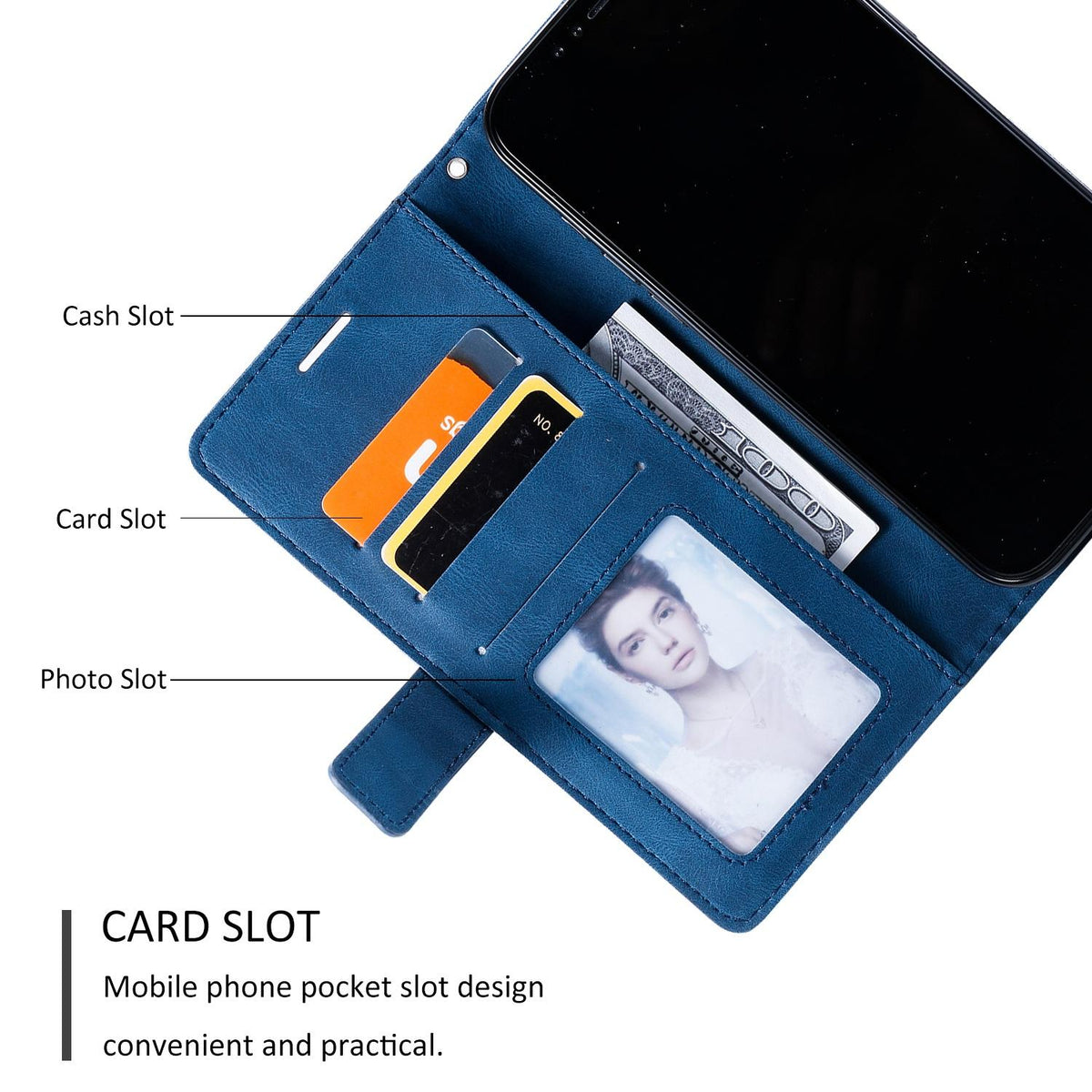 Compatible with iPhone 18 Pro Max Skin Feel Splicing Leather Phone Case - Blue