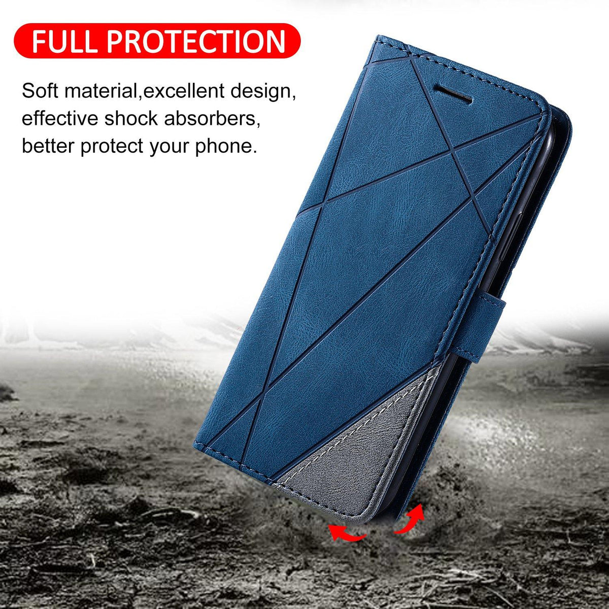 Compatible with iPhone 18 Pro Max Skin Feel Splicing Leather Phone Case - Blue