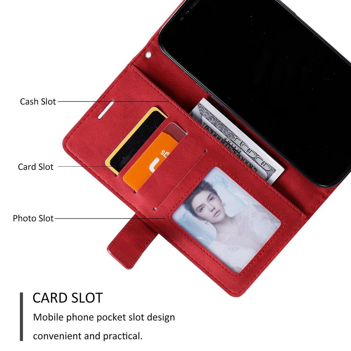 Compatible with iPhone 18 Pro Max Skin Feel Splicing Leather Phone Case - Red