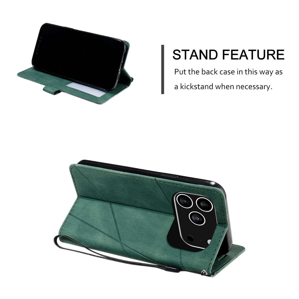 Compatible with iPhone 18 Pro Max Skin Feel Splicing Leather Phone Case - Green