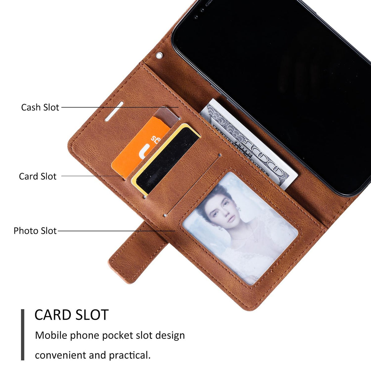 Compatible with iPhone 18 Pro Max Skin Feel Splicing Leather Phone Case - Brown