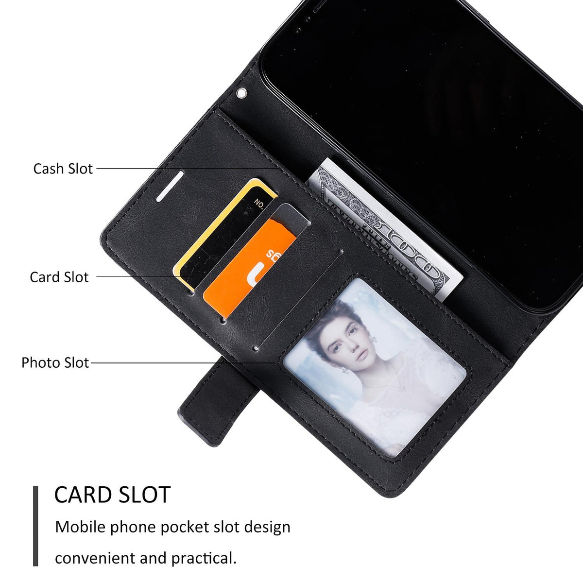 Compatible with iPhone 18 Pro Skin Feel Splicing Leather Phone Case - Black
