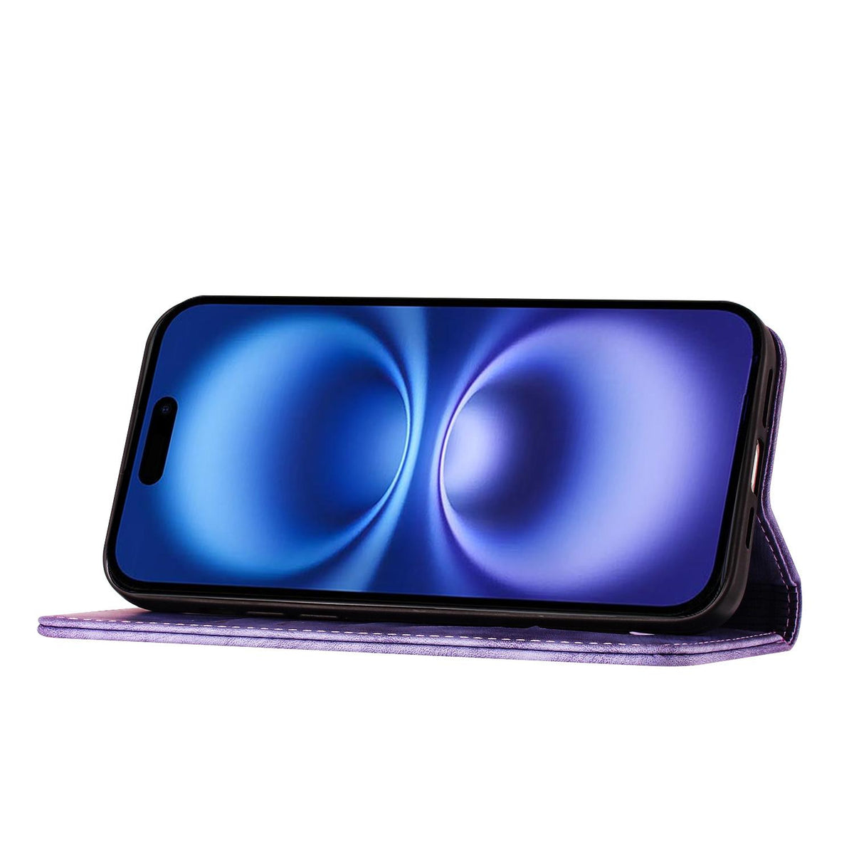 Compatible with iPhone 18 Pro Max & 17 Pro Max Butterfly Cat Embossing Flip Leather Phone Case - Purple