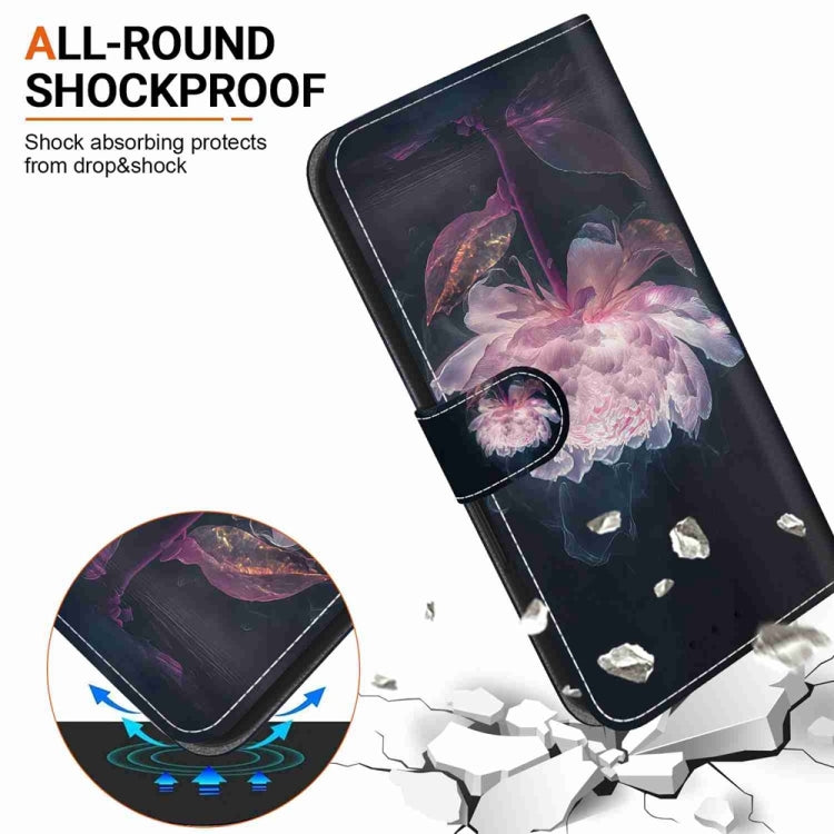 For Honor X6a Crystal Texture Colored Drawing Leather Phone Case(Purple Peony)