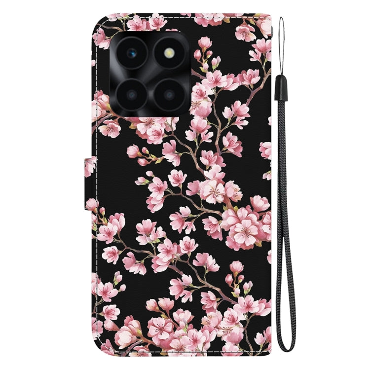 For Honor X6a Crystal Texture Colored Drawing Leather Phone Case(Plum Bossom)