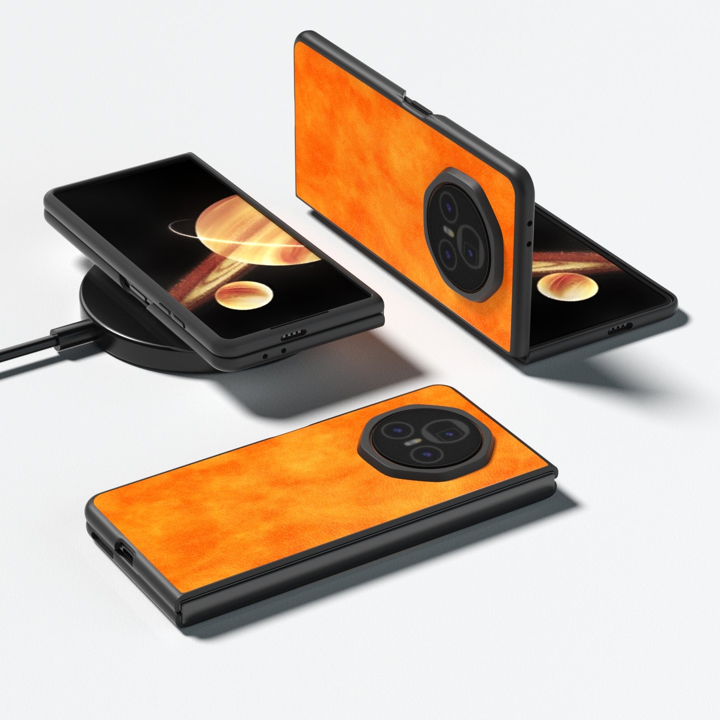 For Honor Magic V3 Dual Color Lichi Texture PU Phone Case(Orange)