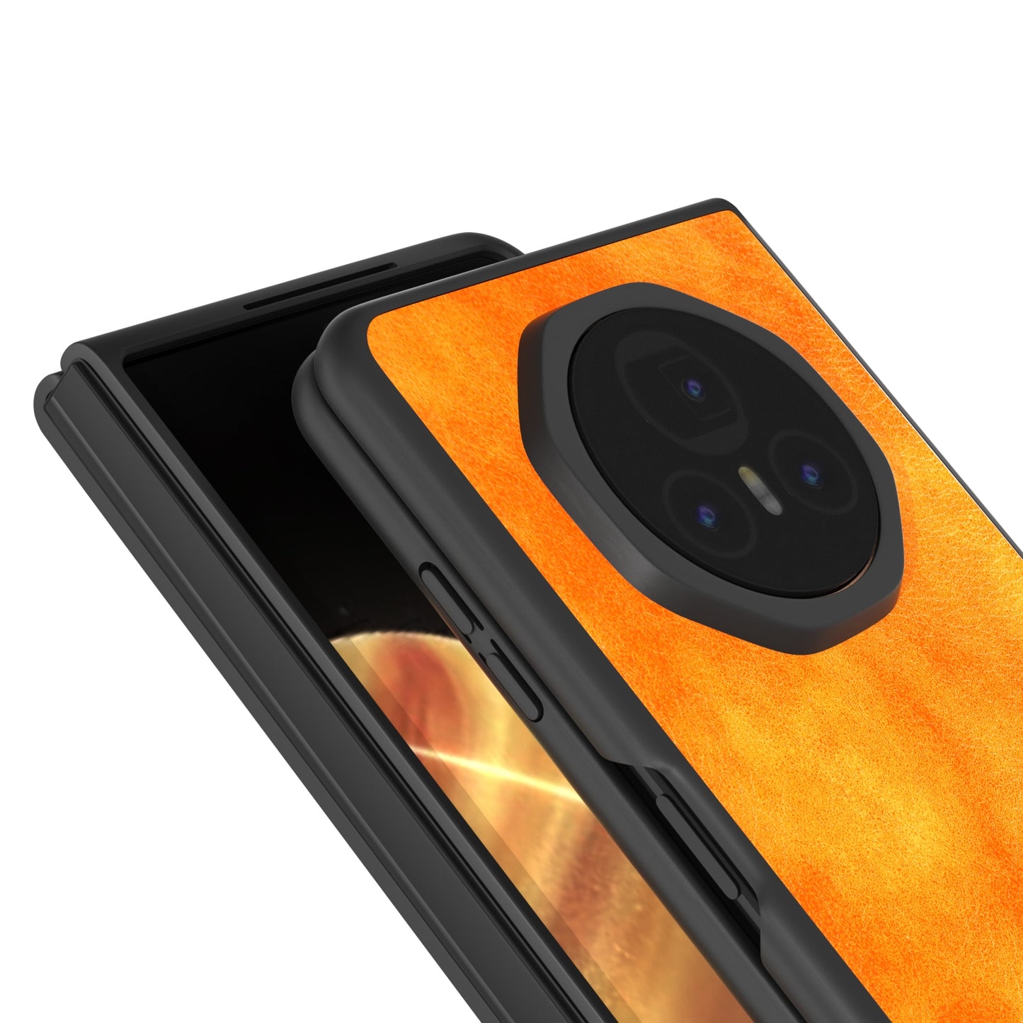 For Honor Magic V3 Dual Color Lichi Texture PU Phone Case(Orange)