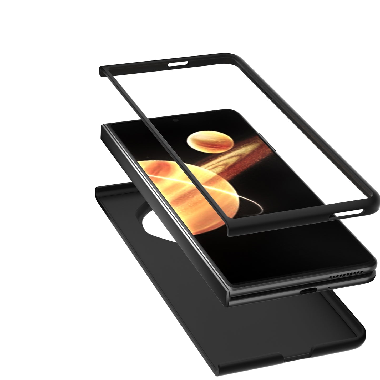 For Honor Magic V3 Dual Color Lichi Texture PU Phone Case(Black)