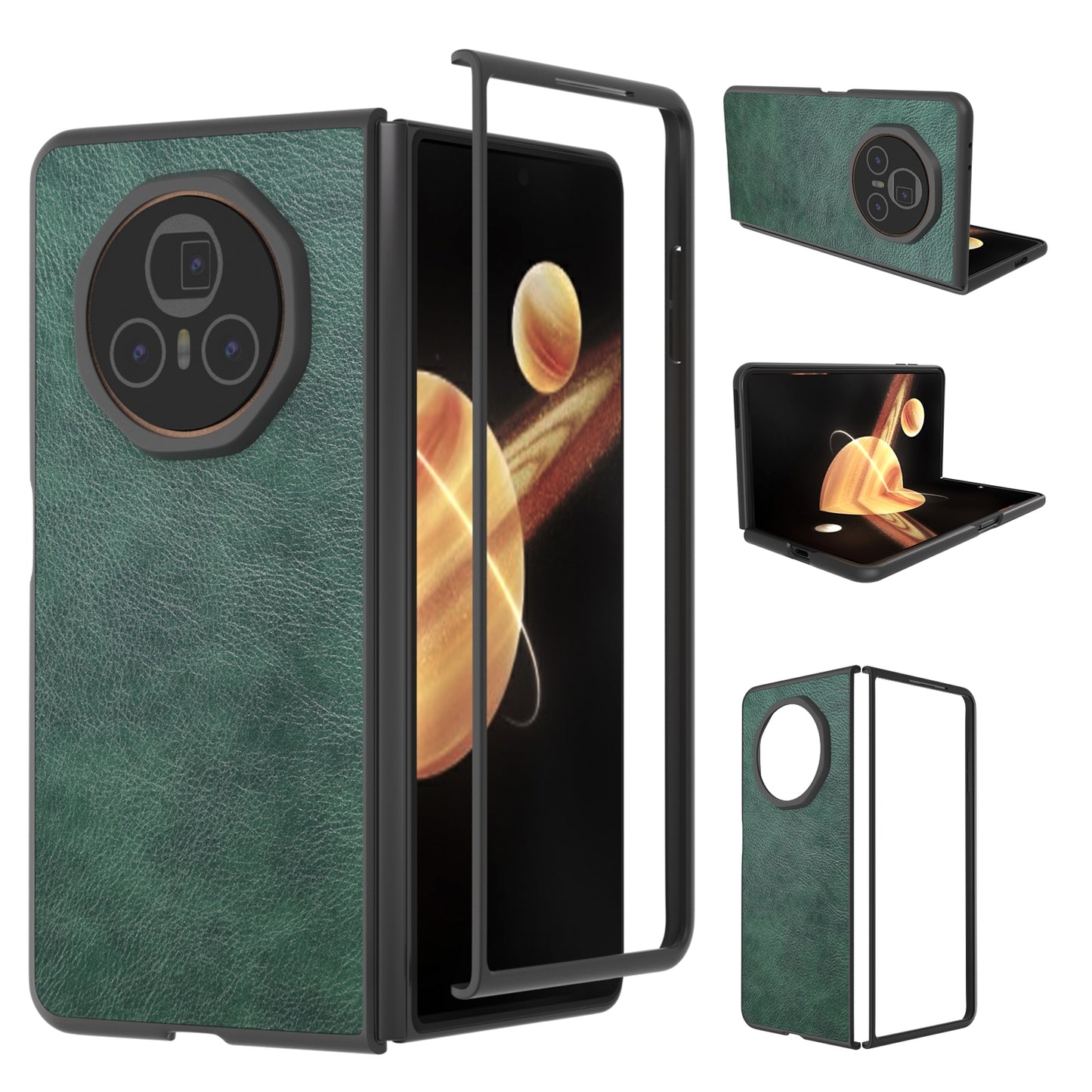 For Honor Magic V3 Dual Color Lichi Texture PU Phone Case(Green)