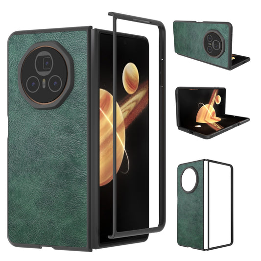 For Honor Magic V3 Dual Color Lichi Texture PU Phone Case(Green)