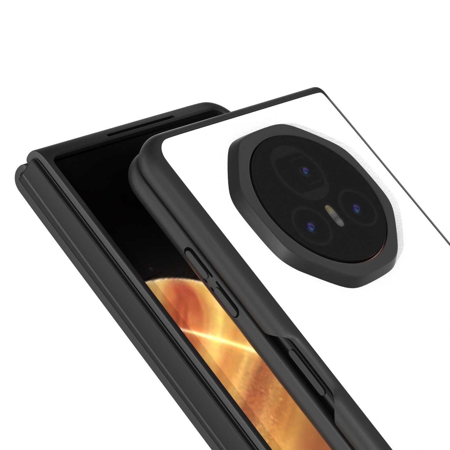 For Honor Magic V3 Dual Color Lichi Texture PU Phone Case(White)