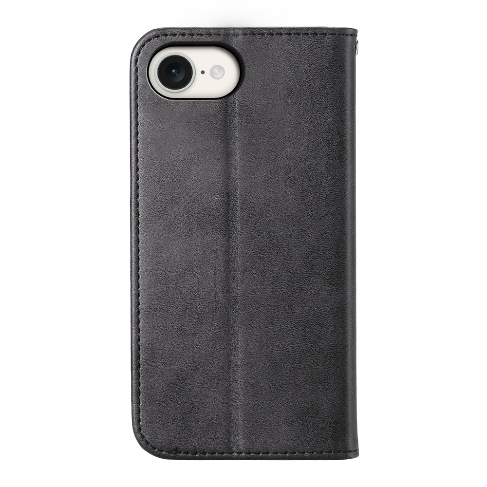 For iPhone 16e Cubic Grid Calf Texture Magnetic Leather Phone Case(Black)
