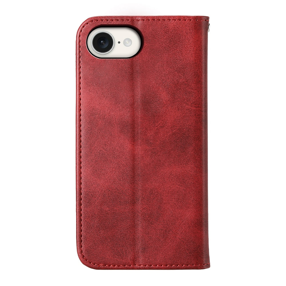 For iPhone 16e Cubic Grid Calf Texture Magnetic Leather Phone Case(Red)