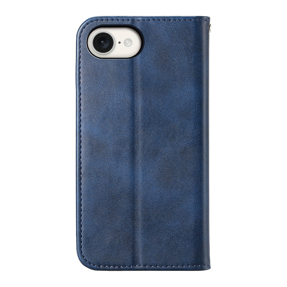 For iPhone 16e Cubic Grid Calf Texture Magnetic Leather Phone Case(Blue)