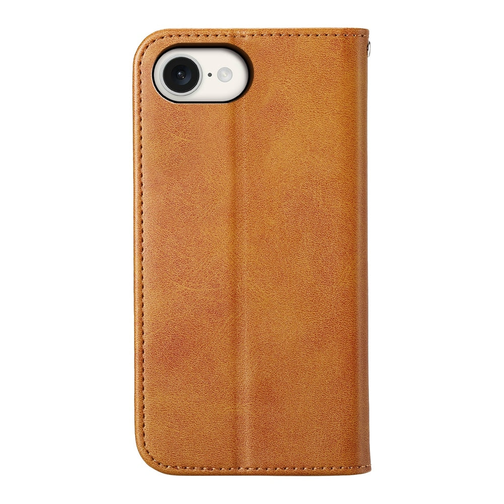 For iPhone 16e Cubic Grid Calf Texture Magnetic Leather Phone Case(Yellow)