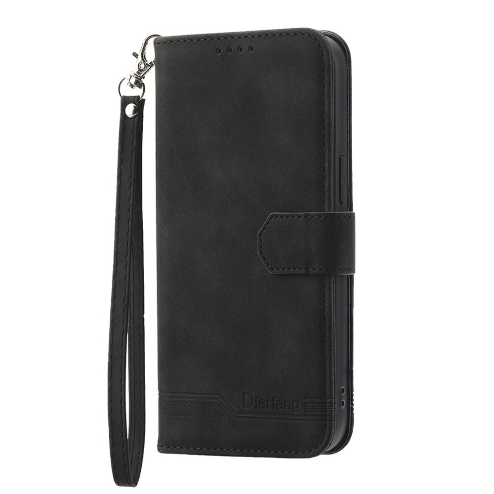 For iPhone 16e Dierfeng Dream Line TPU + PU Leather Phone Case(Black)